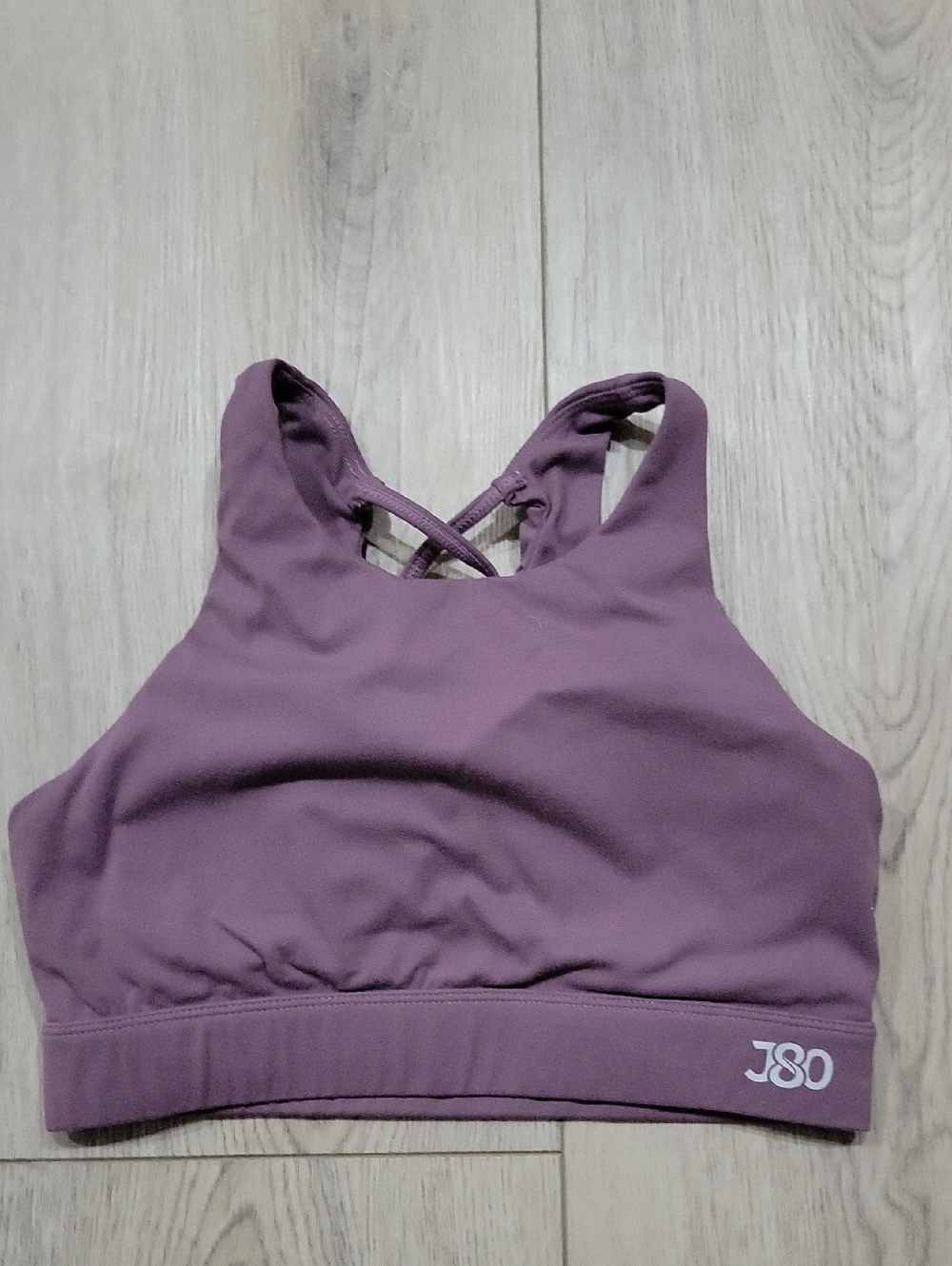 Mauve High-Neck Sports Bra with Crossback Straps